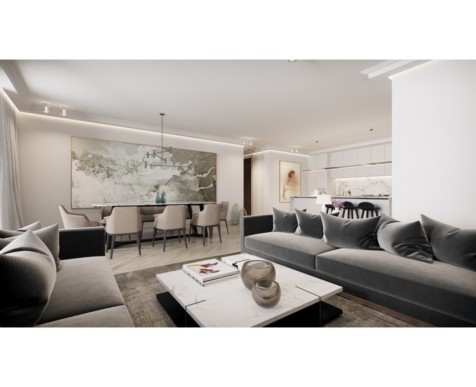 Living room with kitchen