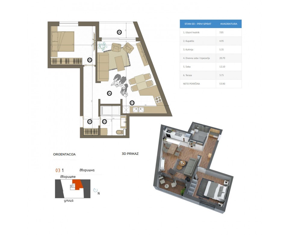 Stan 3 - Novogradnja Stari grad - Ritam Dorćola